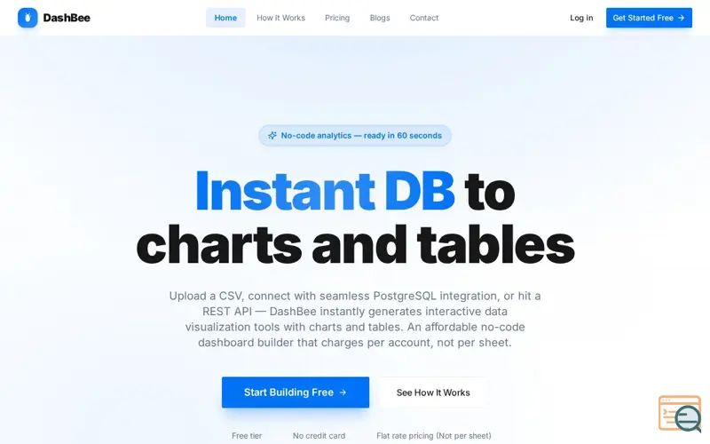 Screenshot of DasBee - Instant DB to Charts and Tables