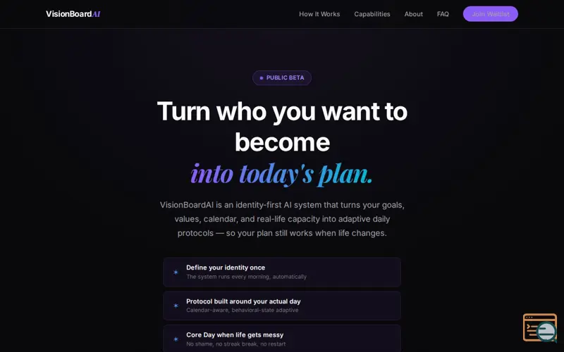 Screenshot of VisionBoardAI