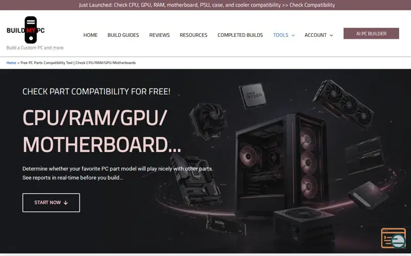 Screenshot of PC Part Compatibility Tool, a launch using Google reCAPTCHA