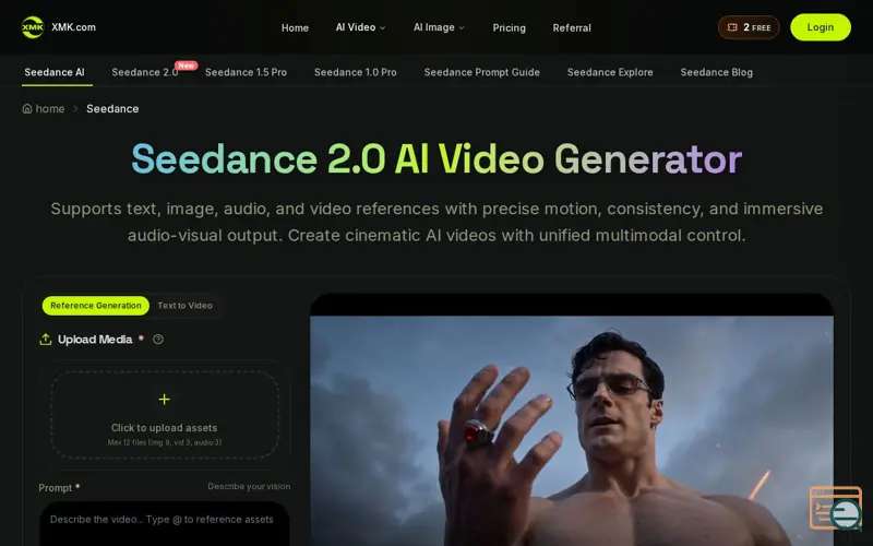 Screenshot of XMK-seedance ai video generator