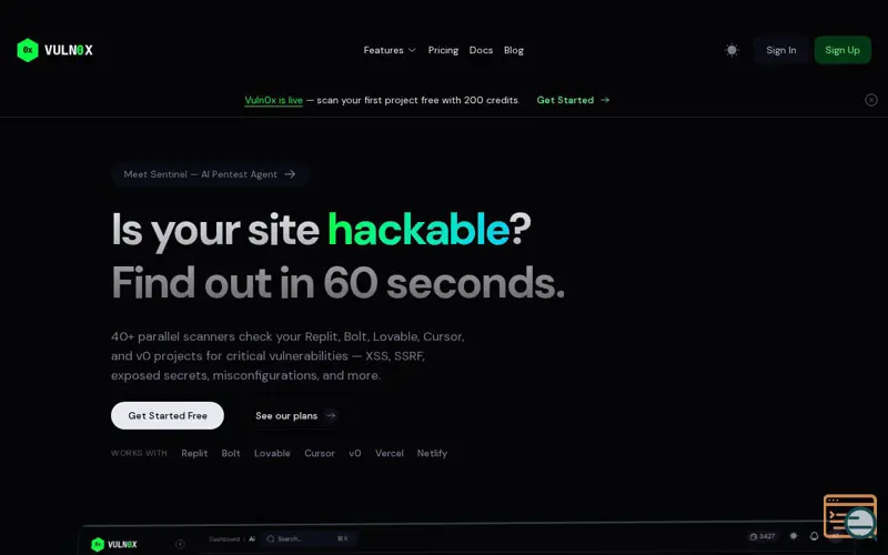 Screenshot of Vuln0x