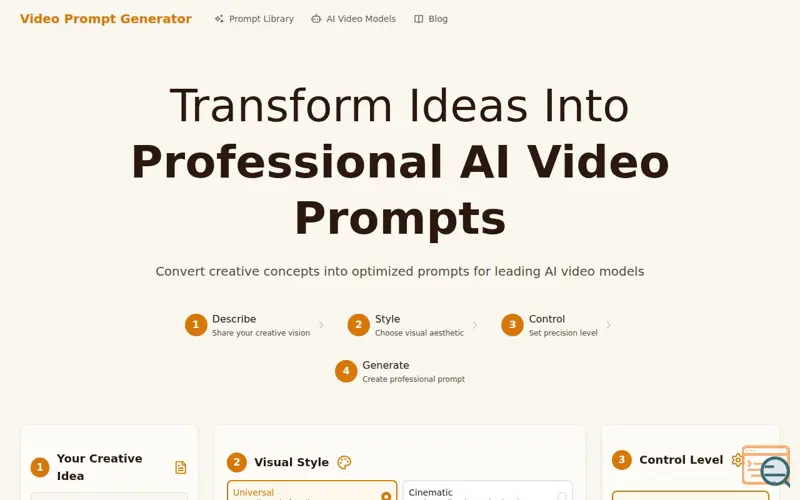 Screenshot of videoprompt.info