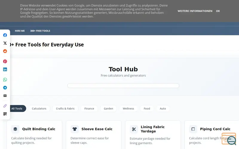 Screenshot of SpeedCalcs — 300 Free Calculators