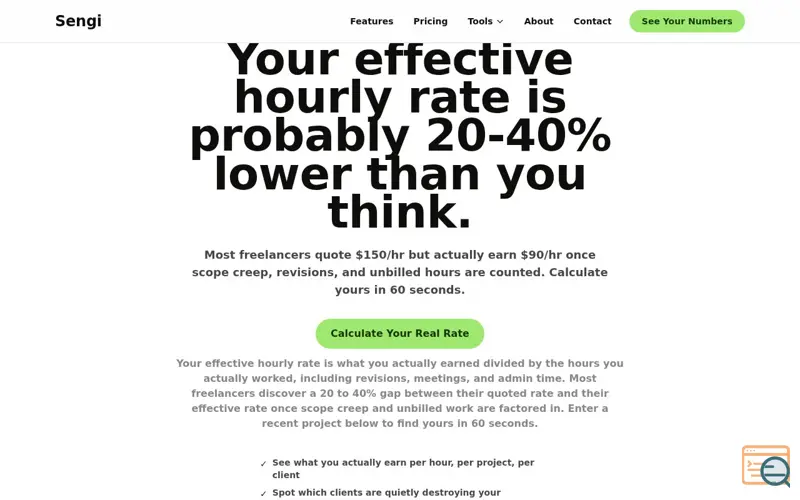 Screenshot of Free Freelance Effective Rate Calculator