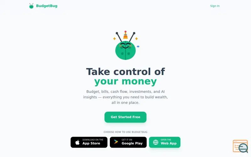 Screenshot of BudgetBug