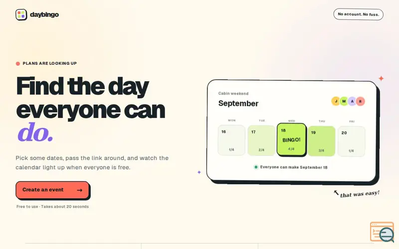 Screenshot of DayBingo