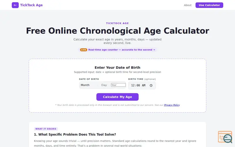 Screenshot of TickTock Age