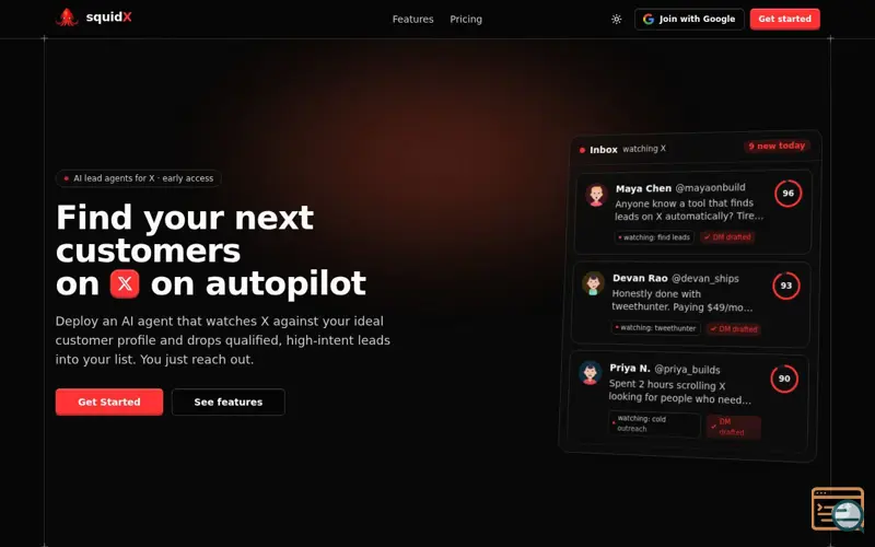 Screenshot of SquidX
