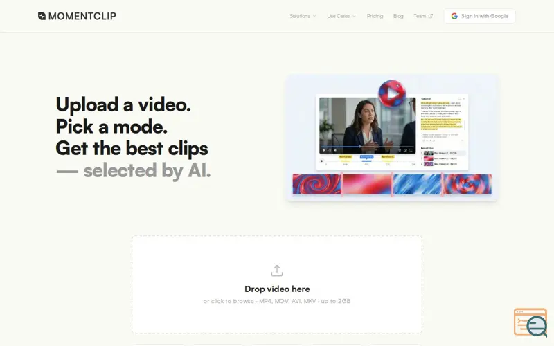 Screenshot of MomentClip