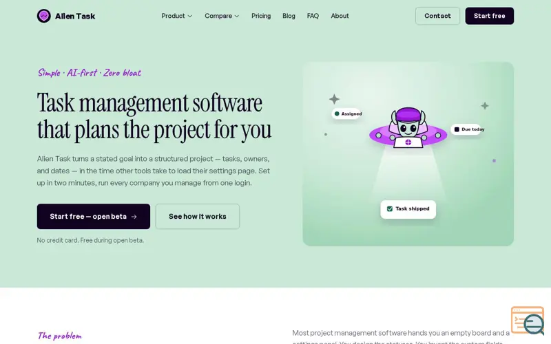 Screenshot of Alien Task — Futuristic Project Management Software