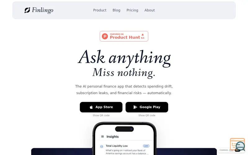 Screenshot of Finlingo, a launch using Spline