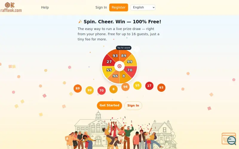 Screenshot of Free live raffle wheel & number draw 