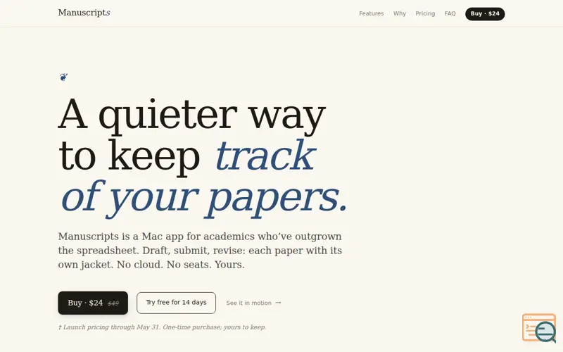 Screenshot of Manuscripts.app
