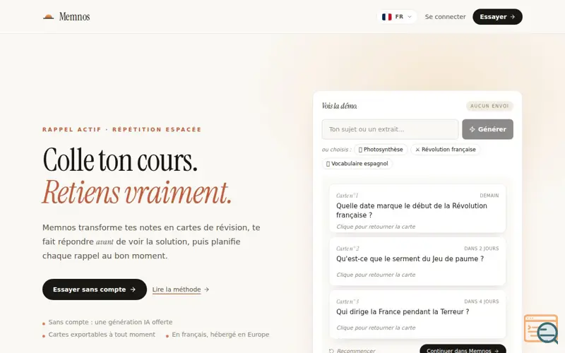 Screenshot of Memnos
