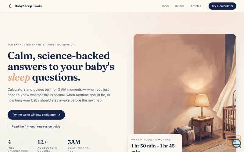Screenshot of Baby Sleep Tools  Calculators 