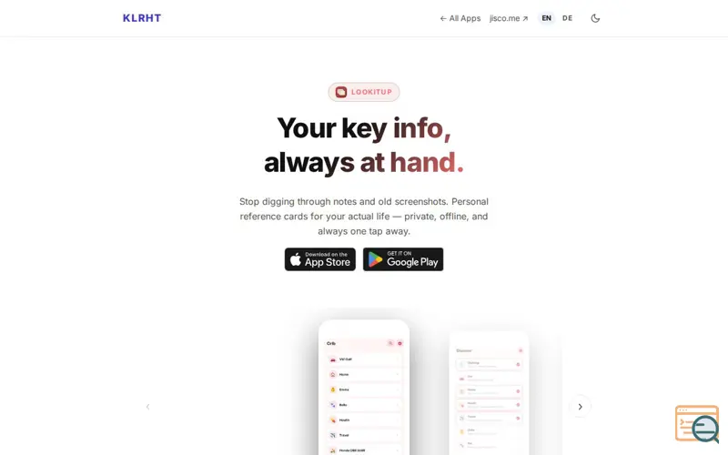 Screenshot of Look it up - Reference Cards