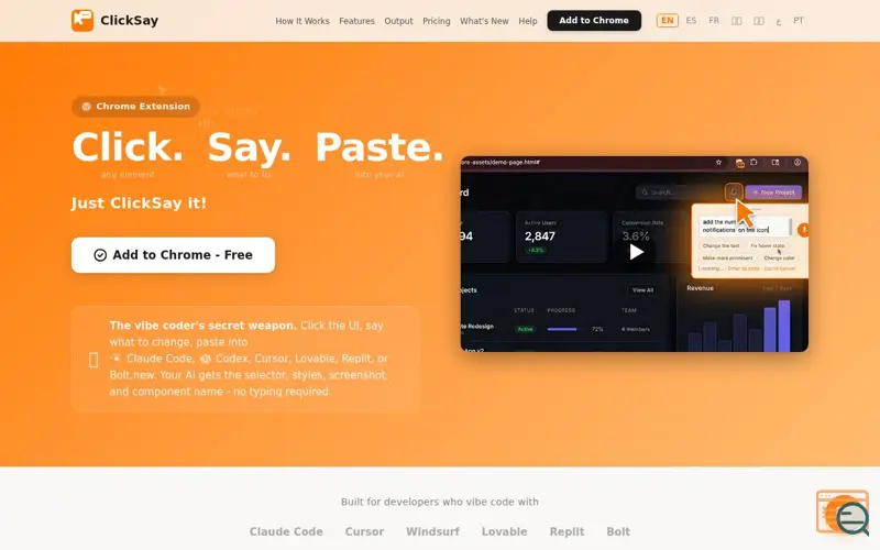 Screenshot of ClickSay