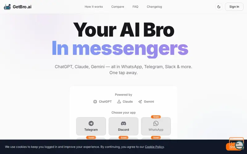 Screenshot of GetBro - AI assistant for everyone