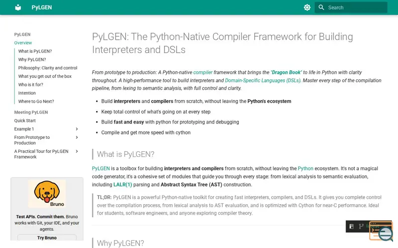 Screenshot of PyLGEN