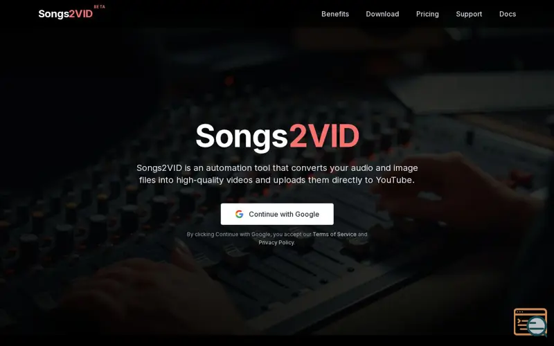 Screenshot of Songs2VID, a launch using RackForest
