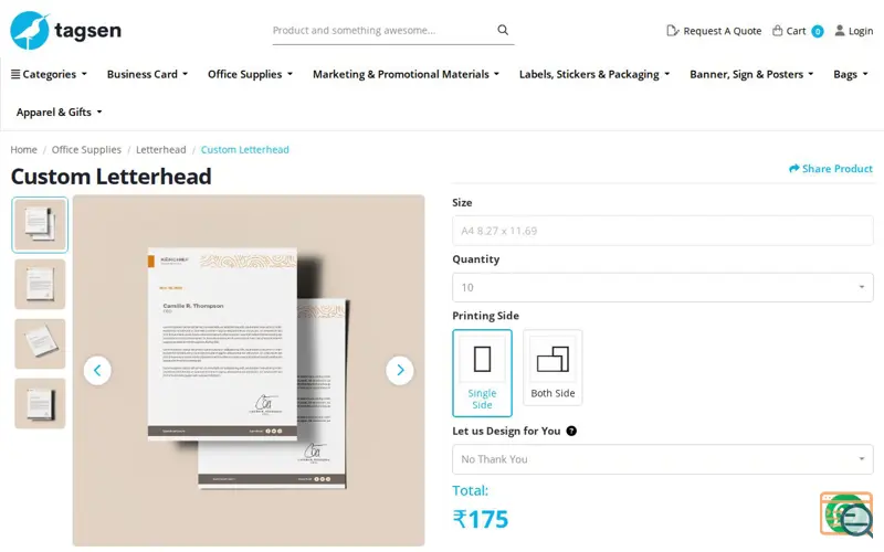 Screenshot of Custom Letterhead