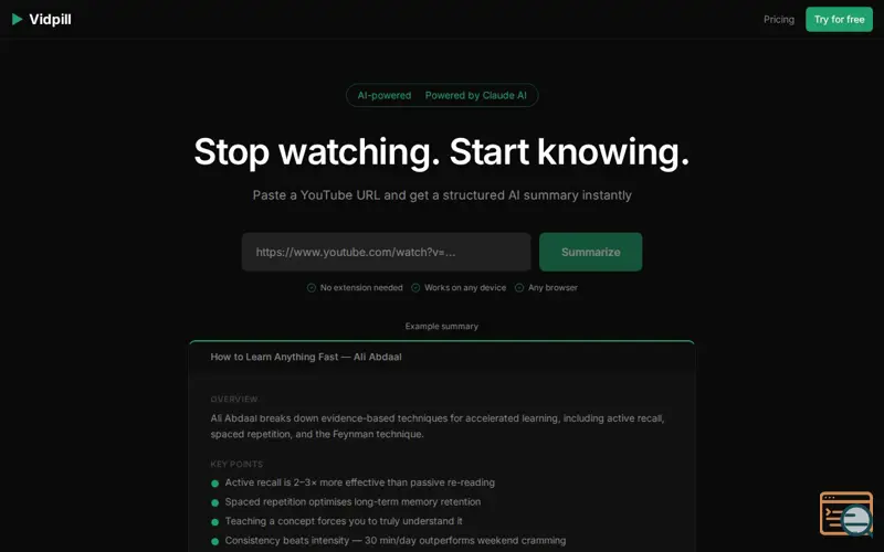 Screenshot of Vidpill
