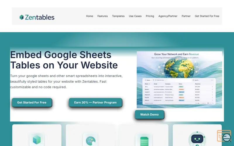 Screenshot of Zentables
