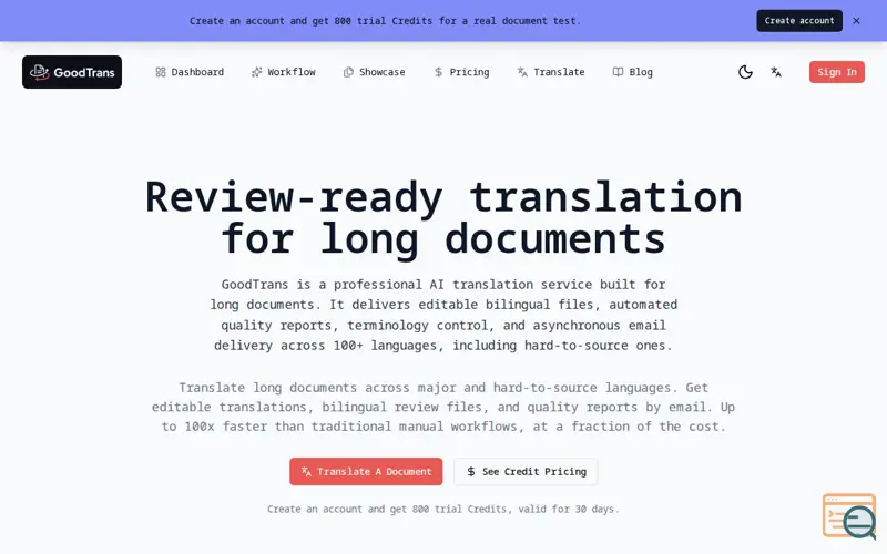 Screenshot of GoodTrans