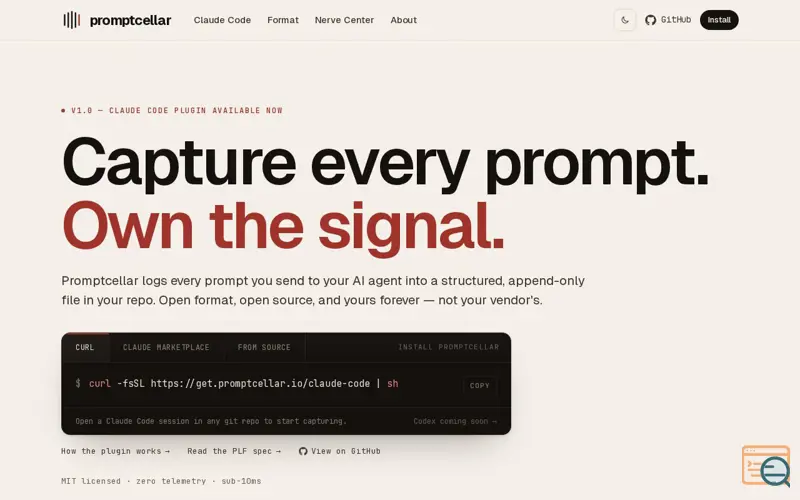 Screenshot of Promptcellar