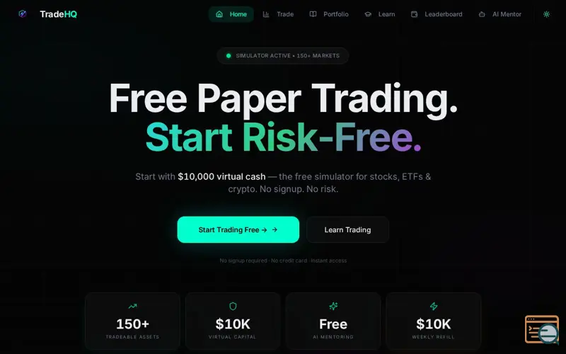 Screenshot of TradeHQ