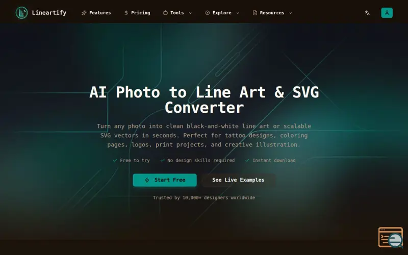 Screenshot of Lineartify – Turn Images to SVG Line Art