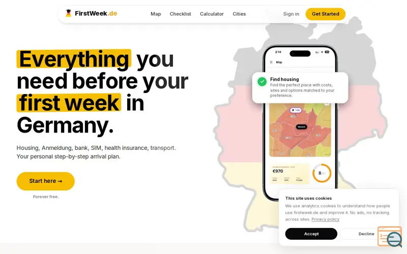 Screenshot of FirstWeek.de