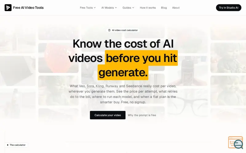 Screenshot of AI Video Cost Calculator