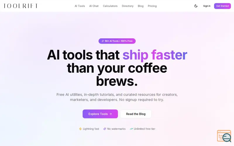 Screenshot of Toolrift