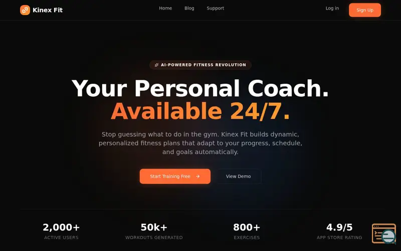Screenshot of Kinex Fit