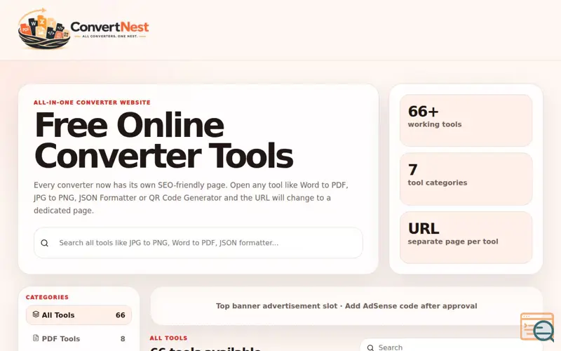 Screenshot of ConvertNest