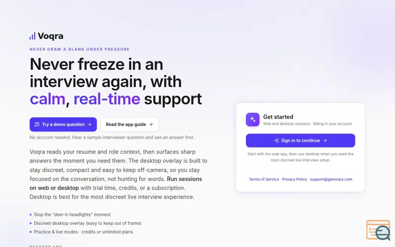 Screenshot of Voqra