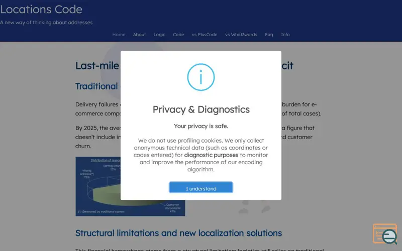 Screenshot of Locations Code, a launch using Seeweb DNS