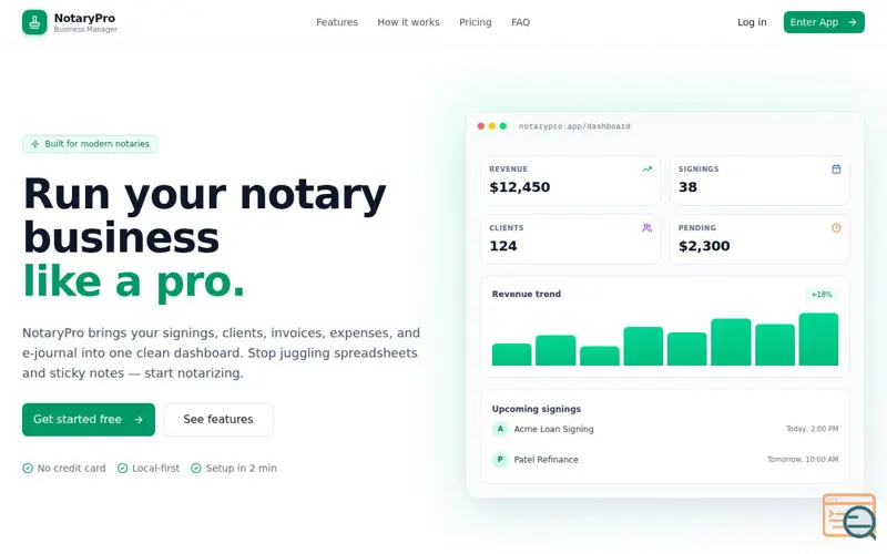 Screenshot of NotaryPro