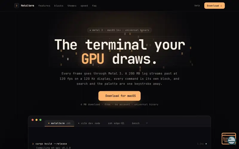 Screenshot of Metalterm — the terminal your GPU draws