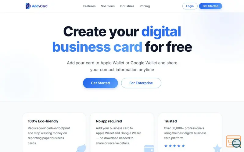 Screenshot of AddvCard