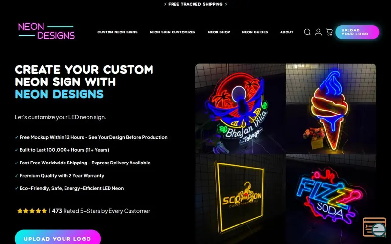 Screenshot of Custom Neon Signs - Neon Designs