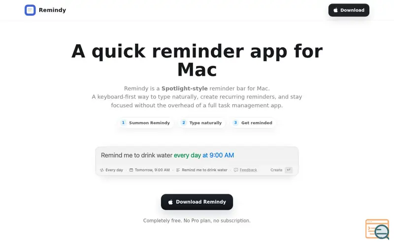Screenshot of Remindy — Quick Reminder App for Mac