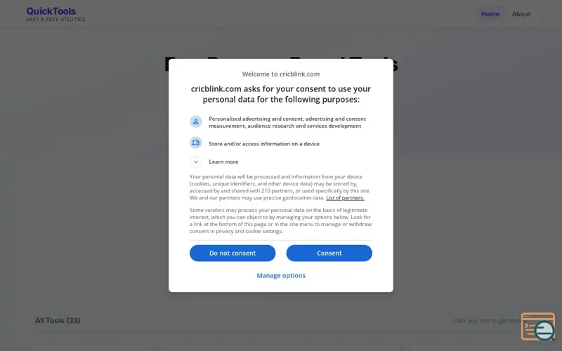 Screenshot of QuickTools