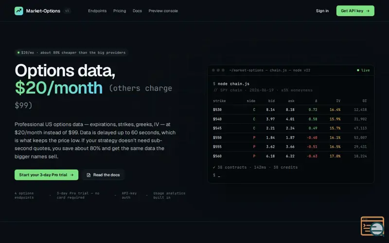 Screenshot of Market-Options