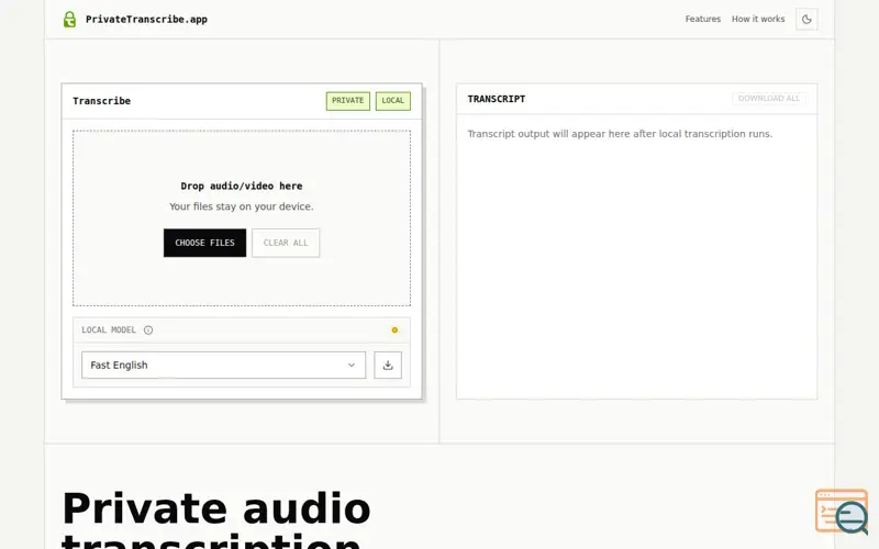 Screenshot of PrivateTranscribe.app