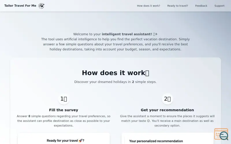 Screenshot of Tailor Travel For Me