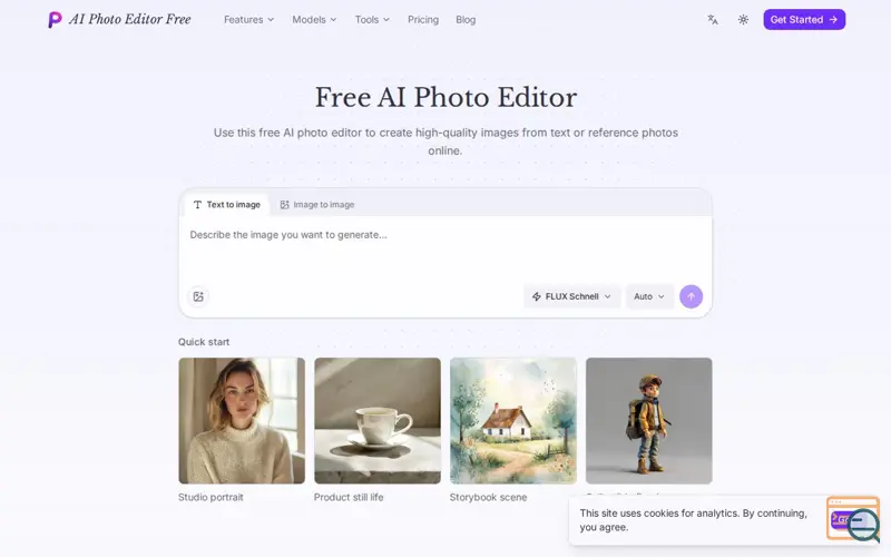 Screenshot of Free AI Photo Editor Online — No Sign Up, No Watermark