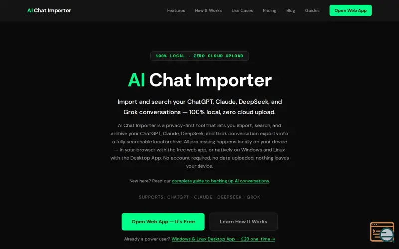 Screenshot of AI CHAT IMPORTER