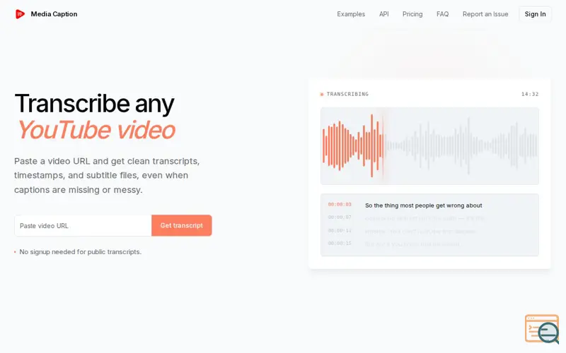 Screenshot of Media Caption, a launch using Rspack